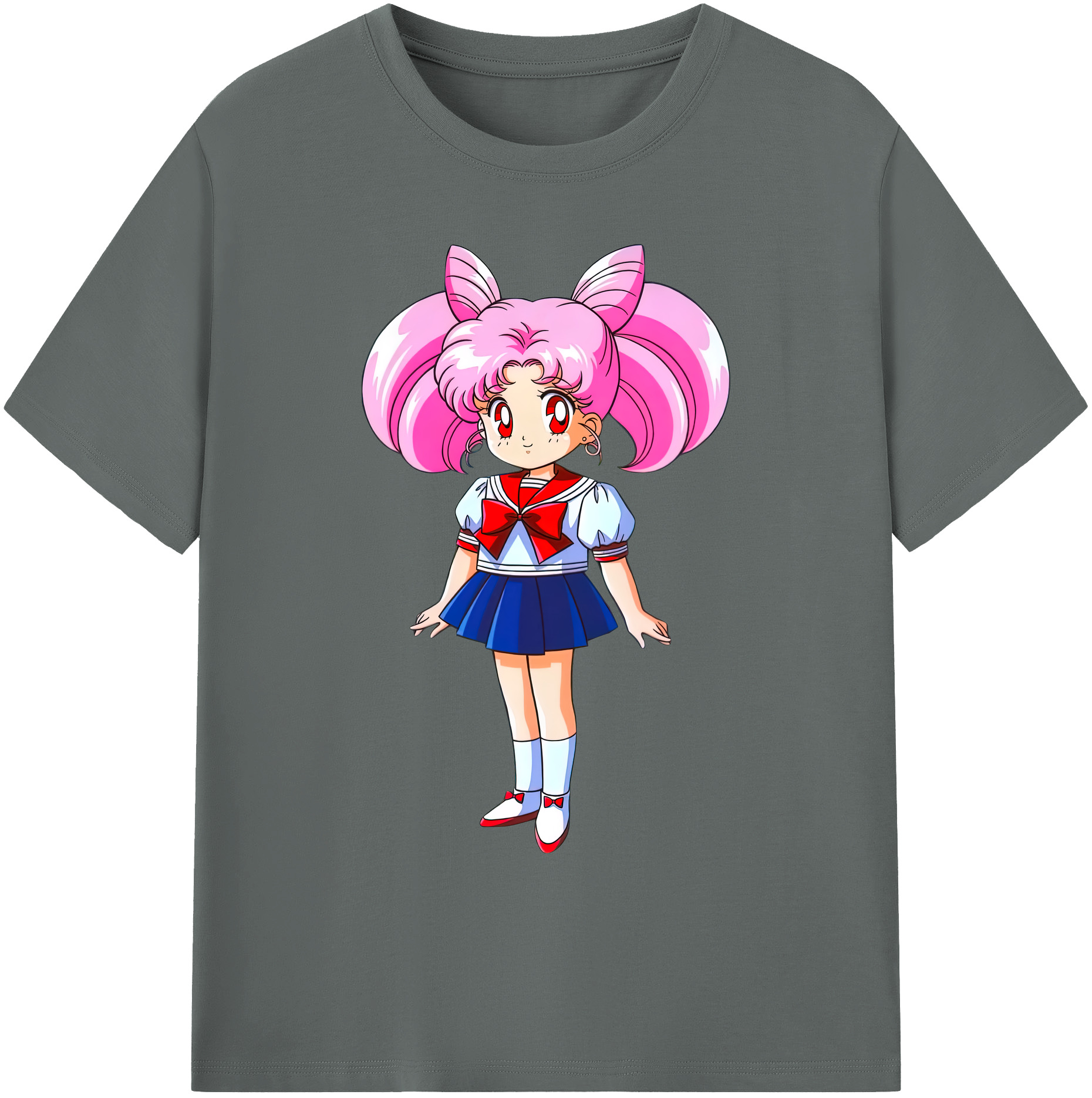 （画像用） 美少女戦士セーラームーン ちびうさ Sailor Moon Chibiusa Tsukino Usagi Small Lady Serenity 綿100％ メンズ半袖Tシャツ｜肌触りやわらか＆通気性